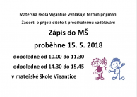 Zápis dětí do Mateřské školy 1
